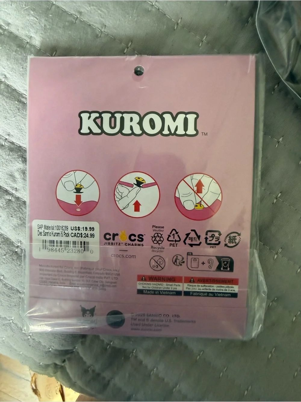 CROCS Kuromi Jibbitz Charm Pack - Pink with Black Accents